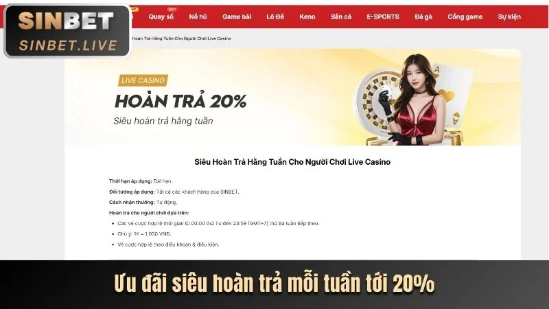 Hoàn trả hàng ngày tại OK22 Casino